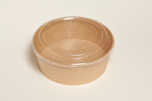 Ronde salad bowl kraft met transparant deksel