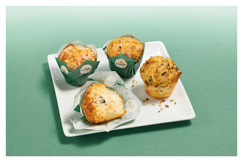 Mini muffins courgette tomaat gevuld Boursin look en fijne kruiden