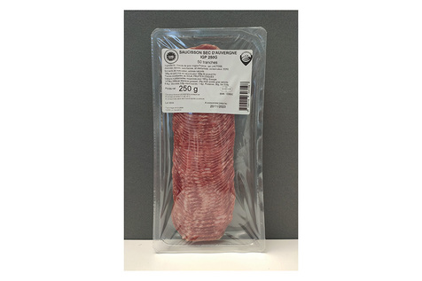 Saucisson sec d'Auvergne IGP tranché