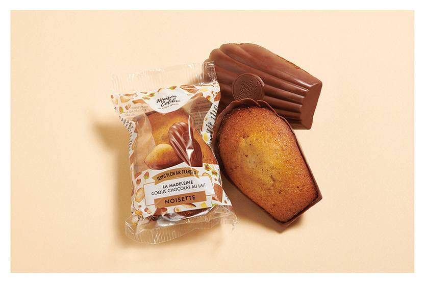 Madeleine noisette coque au chocolat au lait