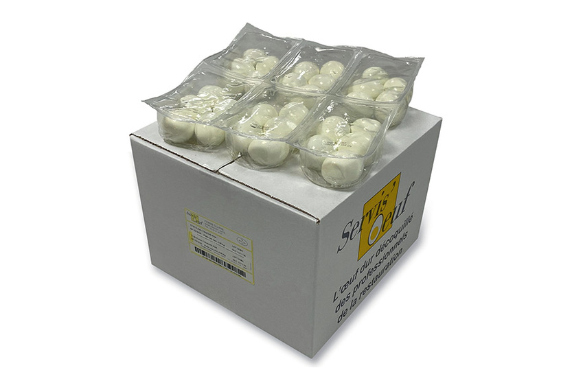 Hardgekookt ei in tray