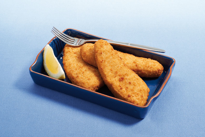 Pané de poisson blanc cuit à coeur